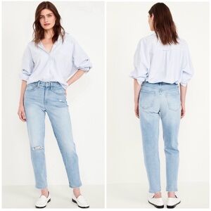 Old Navy Light Blue Straight-Leg High-Rise Jeans